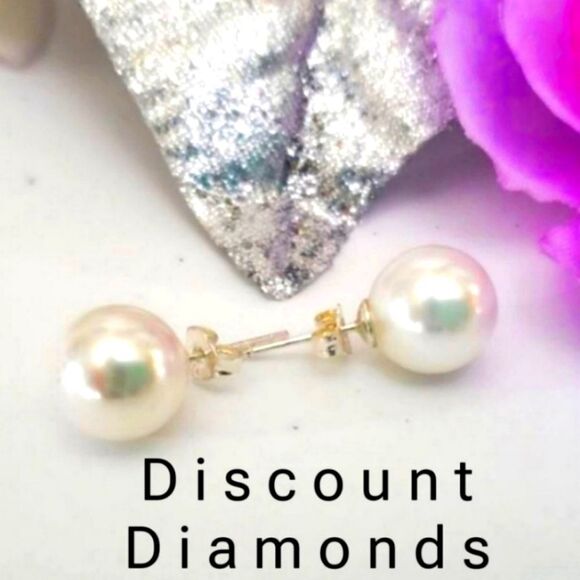 White 10mm  South Sea Shell Pearl Stud Earrings on 925 Sterling … - Picture 1 of 4